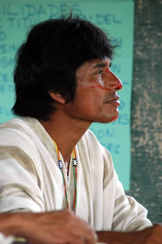 Edwin Chota at a meeting discussing the practices of sustainable timber harvesting. Chota was murdered on 8 September 2014 by illegal loggers. Photo: Emory Richey