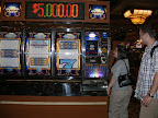 A giant slot machine at the Excalibur.
