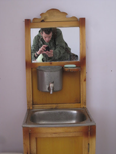 Mongolian sink (the water goes in the metal can)