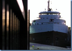 5267 Michigan - Sault Sainte Marie, MI - Soo Locks - Canadian freighter Frontenac leaving MacArthur Lock 5267 Michigan - Sault Sainte Marie, MI - Soo Locks - Canadian freighter Frontenac leaving MacArthur Lock