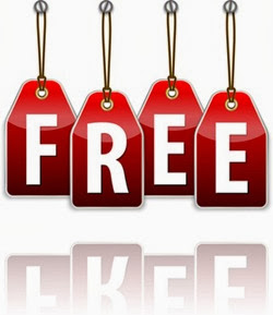 Red hanging tags with the Free word Red hanging tags with the Free word