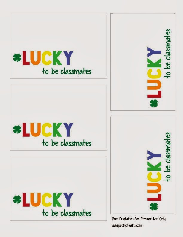 St. Patrick's Day Lucky to be Classmates Printable