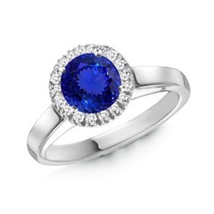 Round Tanzanite and Diamond Cocktail Dome Ring