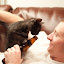 Rick and our new kitten, Jigae.