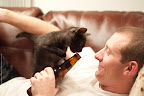 Rick and our new kitten, Jigae.