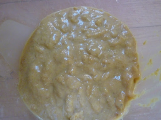 Seeds, powder, and vinegar pureed-the beginning of mustard.