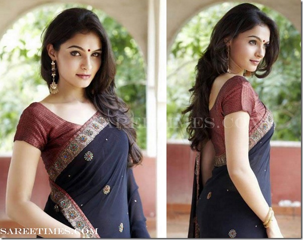 Andrea_Jeremiah_Blue_Saree