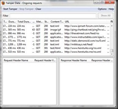 Tamper Data-main screen