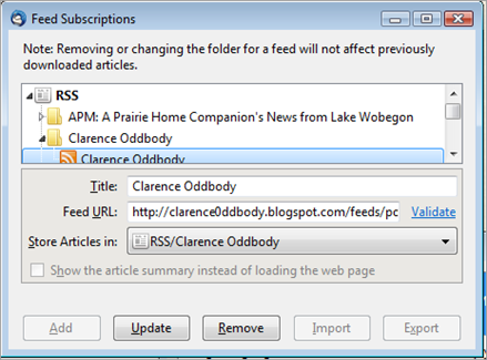 c0 Thunderbird RSS feed dialog after a feed has been added