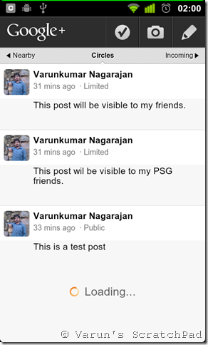 Google+ Mobile Stream