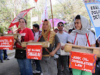 Church members march with bamboo musical instruments (Photo by M. Salamat / Bulatlat.com)