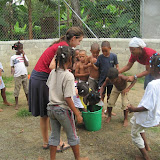 Lauren's kindergarten class preparing for their relay race.