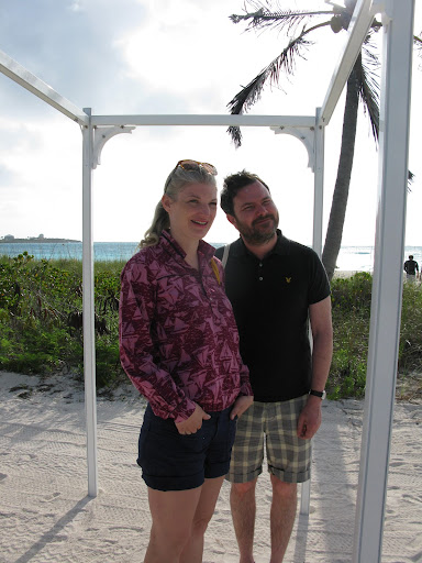 Naomi and Daniel testing out the ceremony structure before we decorate it for Liz and Colin.