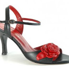 Rosaura cuoio negro flor roja<br />
tacco 7,5 cm n. 41<br />
tacco 8,5 cm n. 41