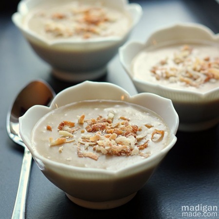 homemade coffee and coconut pudding