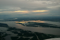 View of the Amazon river, from the plane over Manaus.