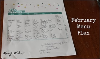 Many Waters February Menu Plan