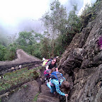 Nearly vertical stone stairs make going back down worse than going up.