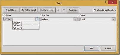 Sorting Multicolumn Data in Excel - Sorting Tool Dialogue Box Sorting Multicolumn Data in Excel - Sorting Tool Dialogue Box