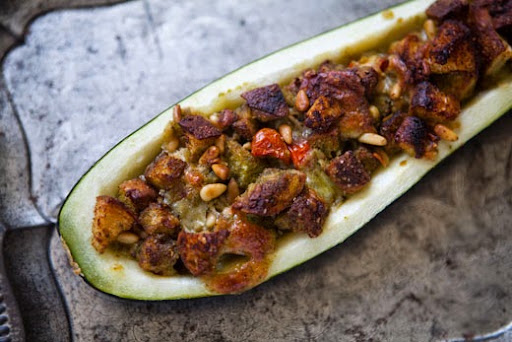 Pesto Stuffed Zucchini (photo)