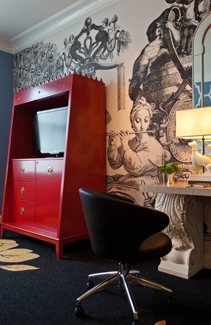 Hotel Monaco Philadelphia Kimpton interior design decor quirky guestroom