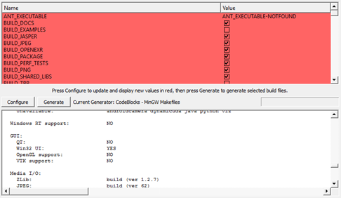 opencv cmake mingw