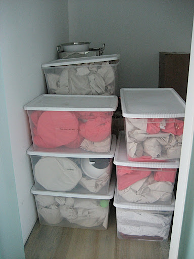I had some of my clothes in plastic containers, but most were hanging in the dining room.