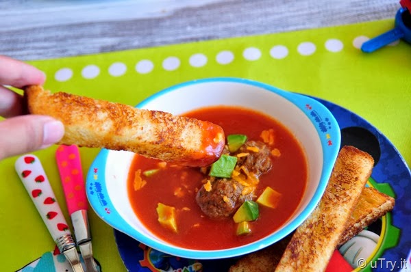 Meatballs Tomato Soup with Toast Soldiers