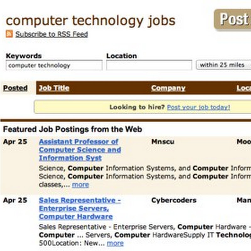 Computer and Technology Jobs Available - Search By Keywords and Location