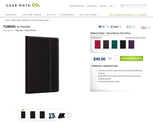 Case-Mate iPad mini Textured Tuxedo Case