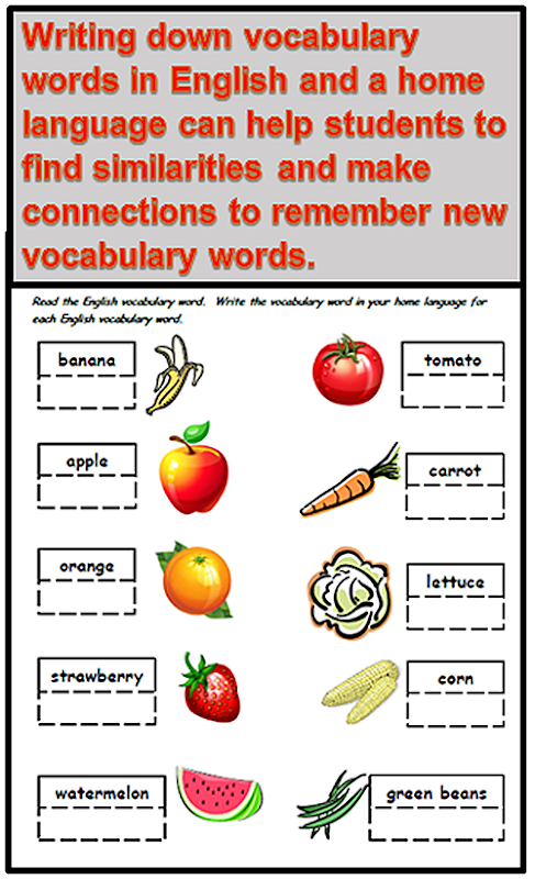 ESL Teaching Tip of the Week:  Help students to find cognates or similar words between English and their home language.  This helps promote memory of English vocabulary and an understanding of language rules.  Ideas and resources from Raki's Rad Resources