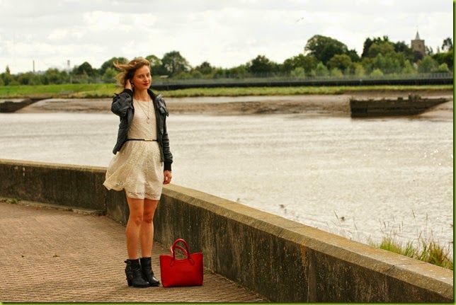 monochrome lace skater dress look