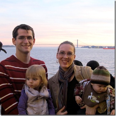 Staten Island Ferry, NYC skyline, and Statue of Liberty with the Godbys