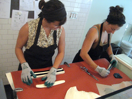 Fiona, one of Papabubble's NY partners, and Jelly are hard at work making a custom order.