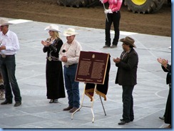 9569 Alberta Calgary Stampede 100th Anniversary - GMC Rangeland Derby & Grandstand Show - Parks Canada plaque designating Stampede as a national historic event 9569 Alberta Calgary Stampede 100th Anniversary - GMC Rangeland Derby & Grandstand Show - Parks Canada plaque designating Stampede as a national historic event