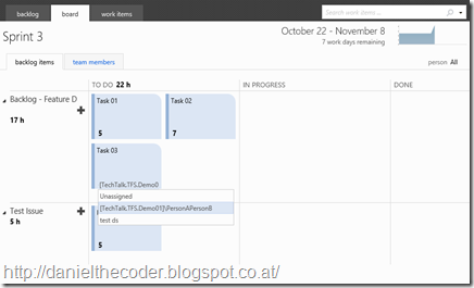 agile taskboard with group assigment