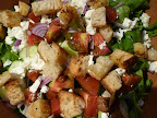 Add the cheese and croutons and then toss.