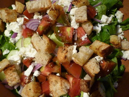 Add the cheese and croutons and then toss.