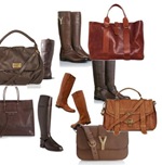 Brown distressed boots and bag