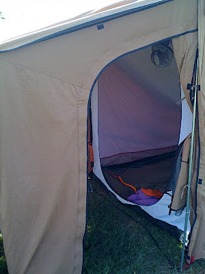 A view into the interior space and inner tent.