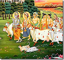 Krishna and friends in Vrindavana