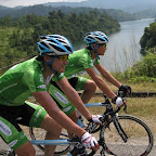 The Herbalife Marco Polo Cycling Team training near Kuala Lumpur for the Tour de Langkawi, Liu Yilin and Fu Xing from China. (Photo: Remko Kramer)
