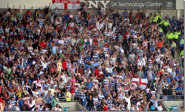 QPR fans celebrating win QPR fans celebrating win