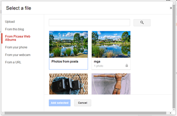 The Insert Picture Dialogue in Blogger The Insert Picture Dialogue in Blogger