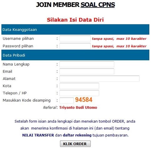 Isi data diri Isi data diri