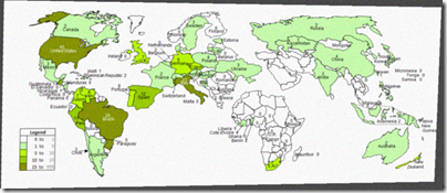 Map of worldwide FamilySearch cameras