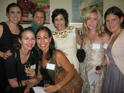 Back row, left to right: Shira from Martha Stewart Weddings, Jillian from 100 Layer Cake (http://100layercake.com/blog/), me, Jackie from Merci New York (http://mercinewyork.com/), Jenn our online editor. Front row, left to right: photographer, Justine Ungaro, and Maria from Ritzy Bee (http://ritzybee.typepad.com/).