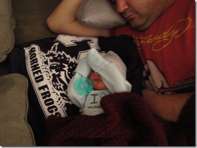 1.  Sleeping on the couch with Daddy