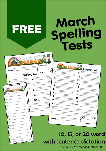 Free March Spelling Test for Homeschoolesr K-6th Grade Free March Spelling Test for Homeschoolesr K-6th Grade