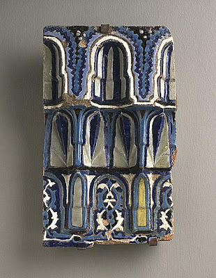 Muqarnas decoration Muqarnas | Origin: Turkey, Bursa | Period: 15th century | Collection: The Edwin Binney, 3rd, Collection of Turkish Art at the Los Angeles County Museum of Art (M.85.237.79) | Type: Ceramic; Architectural element, Earthenware, cuerda seca technique, Height: 13 3/4 in. (34 cm )